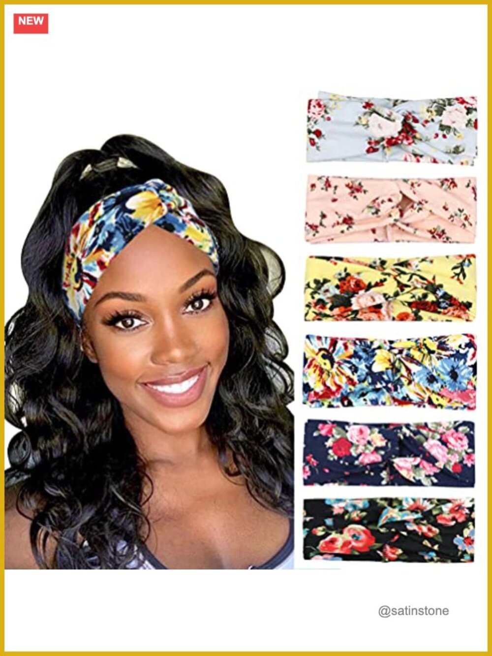Cotton Boho Non-Slip Headbands 6 Pack Knotted Turban Elastic Head Wrap